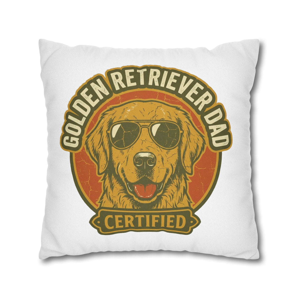 Funny Golden Retriever Dad Pillowcase — "Certified" Dog Lover Throw Pillow Cover