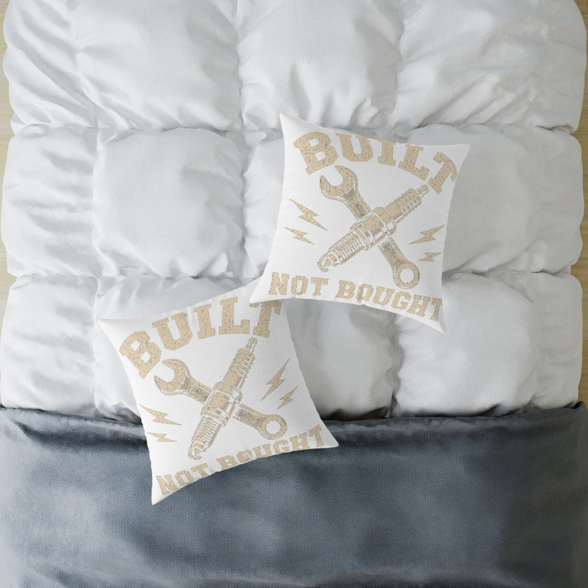 Built Not Bought Pillow Milo Bailey Dog Dad Mom— Automotive Mechanic Decorative Throw Pillow