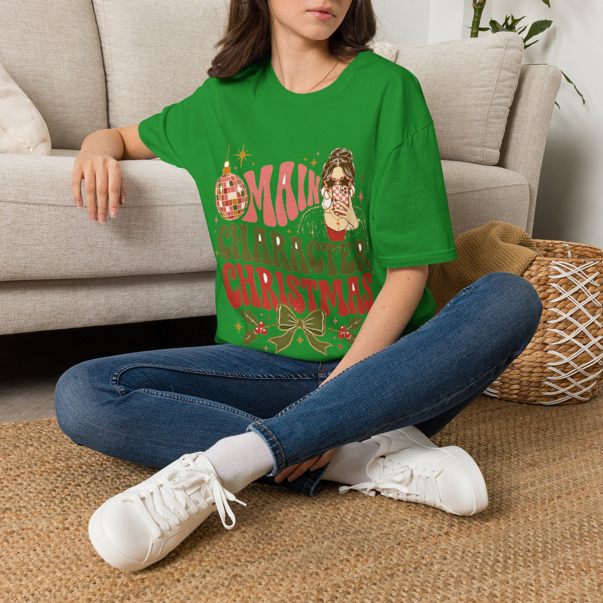 Christmas T-Shirt — "Main Character Christmas" Graphic Tee (Holiday Mom Aesthetic)