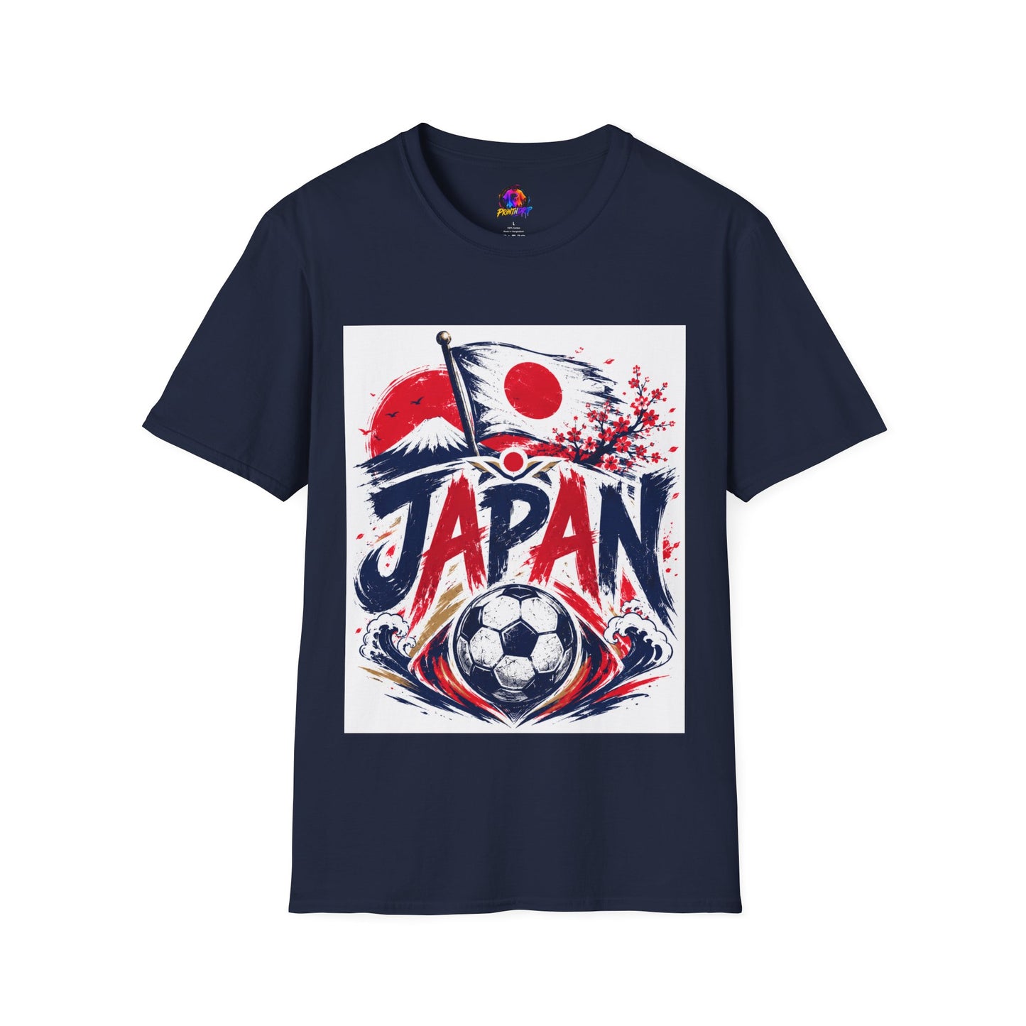 Japan Soccer T-Shirt — Japanese Flag & Cherry Blossom Football Graphic