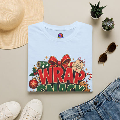 T-Shirt — "Wrap Snack Repeat" Christmas Graphic Tee