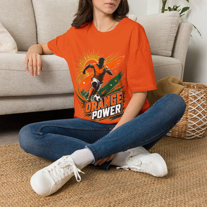 Côte d'Ivoire Orange Power Soccer T-Shirt — Dynamic Player Graphic Tee