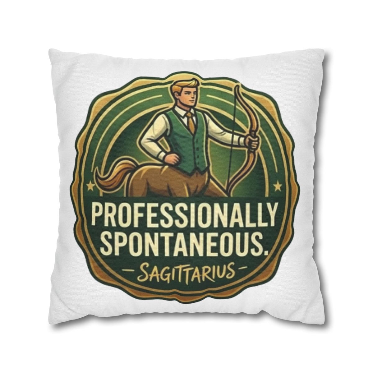 Sagittarius Pillowcase — "Professionally Spontaneous" Zodiac Decor