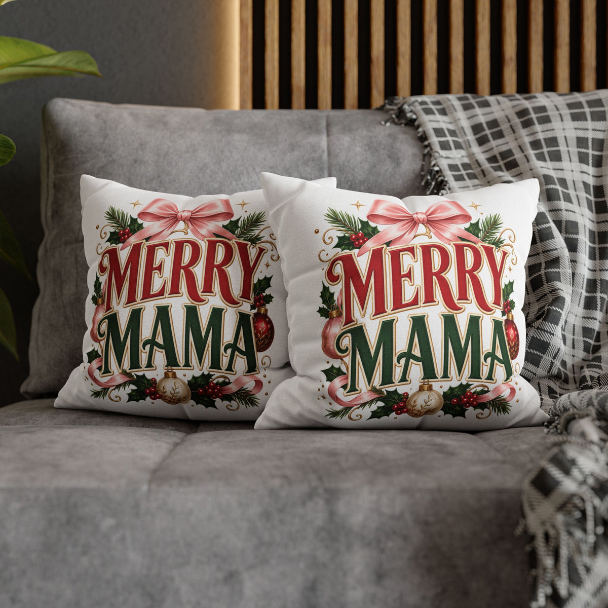 Merry Mama Christmas Pillowcase — Festive Holiday Decorative Pillow Cover