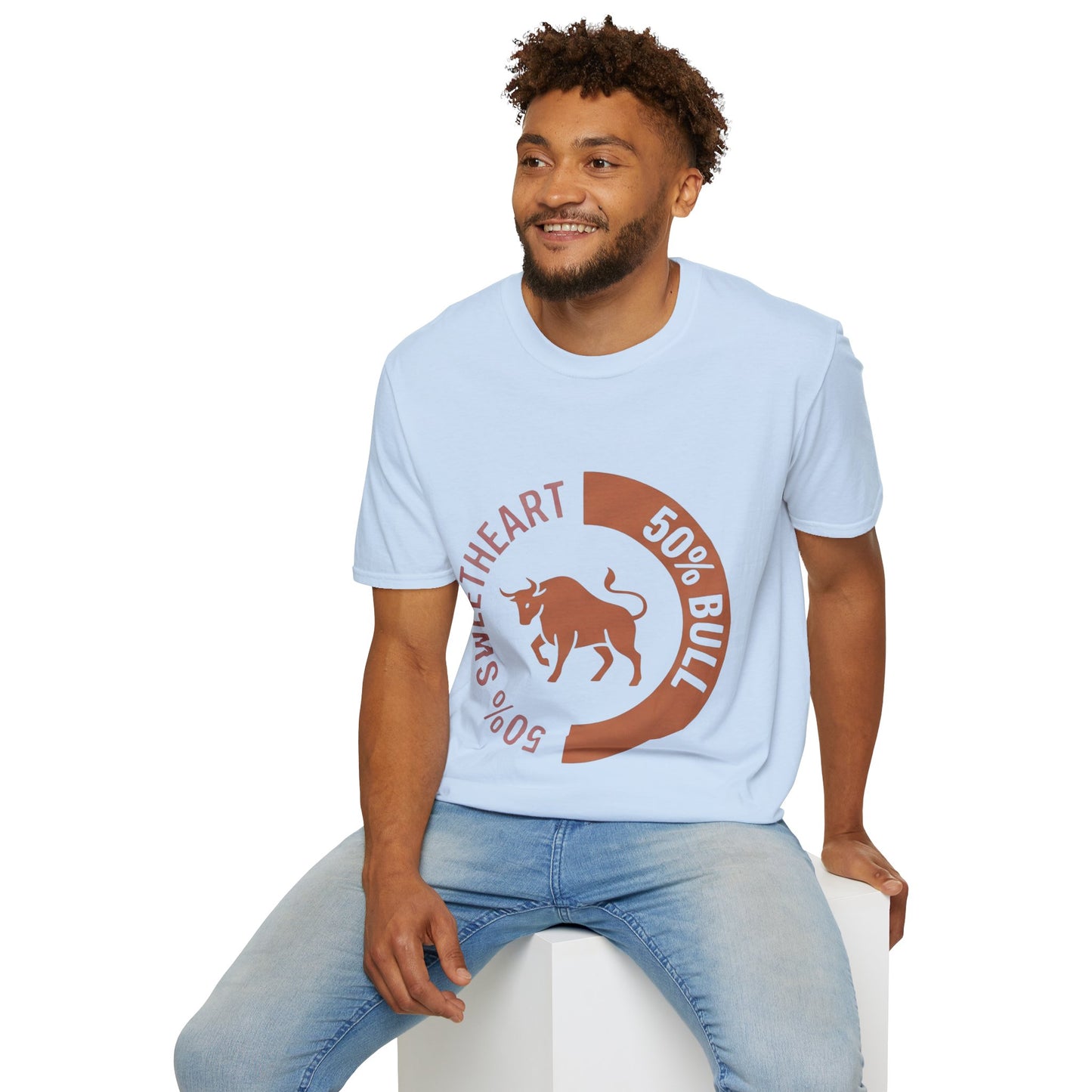 Bull Percentage Graphic T-Shirt — "50% Bull, 50% Sweetheart" Casual Tee
