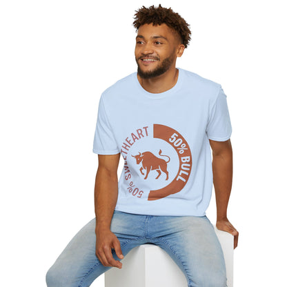 Bull Percentage Graphic T-Shirt — "50% Bull, 50% Sweetheart" Casual Tee