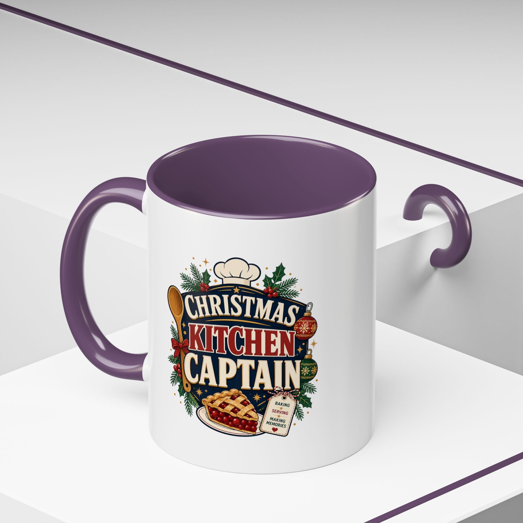 Modern Day Christmas Kitchen Captain Accent Coffee Mug — Holiday Baking Chef Gift (11/15oz)
