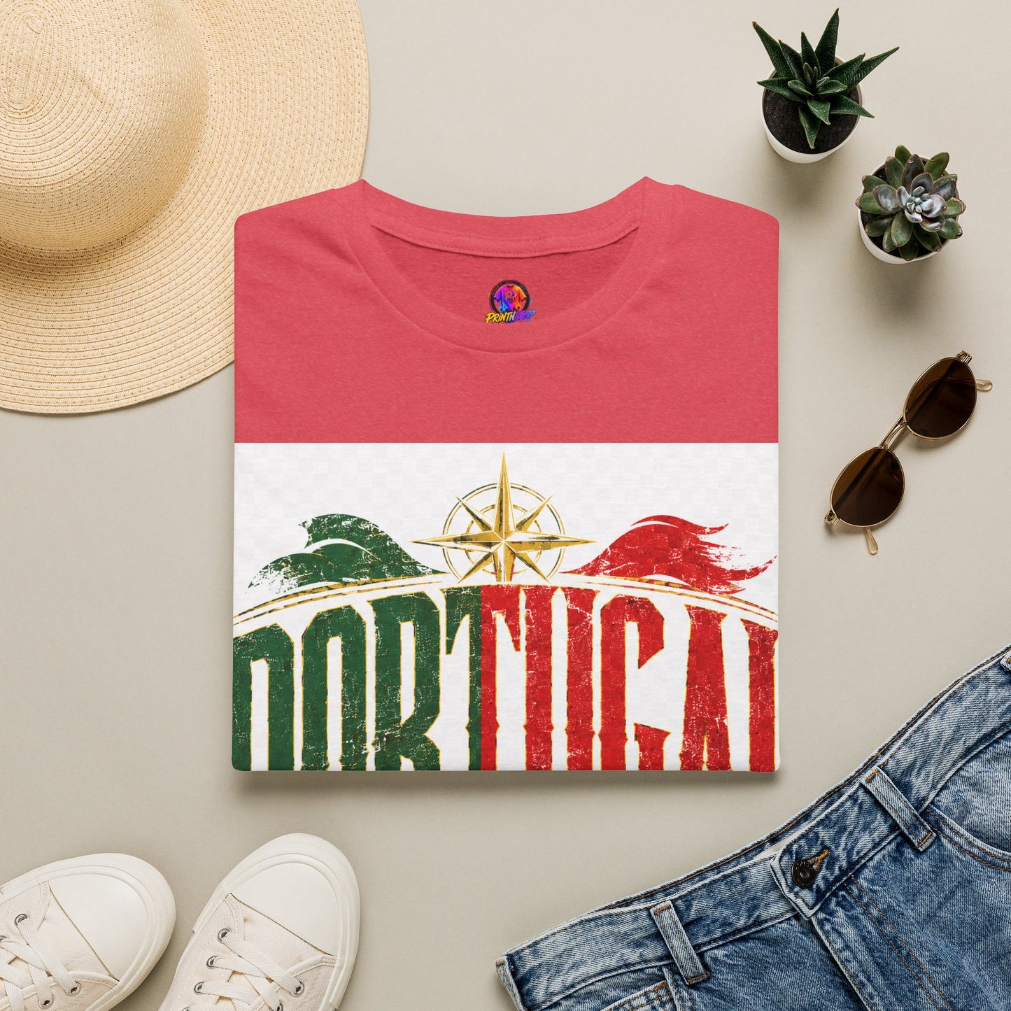 Portugal Vintage Compass T-Shirt — Retro Portuguese Flag Travel Tee
