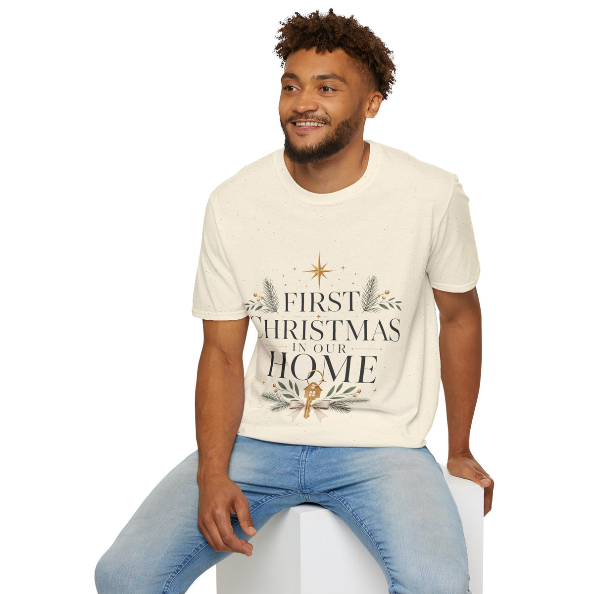 First Christmas T-Shirt — 'First Christmas in Our Home' Elegant Holiday Tee