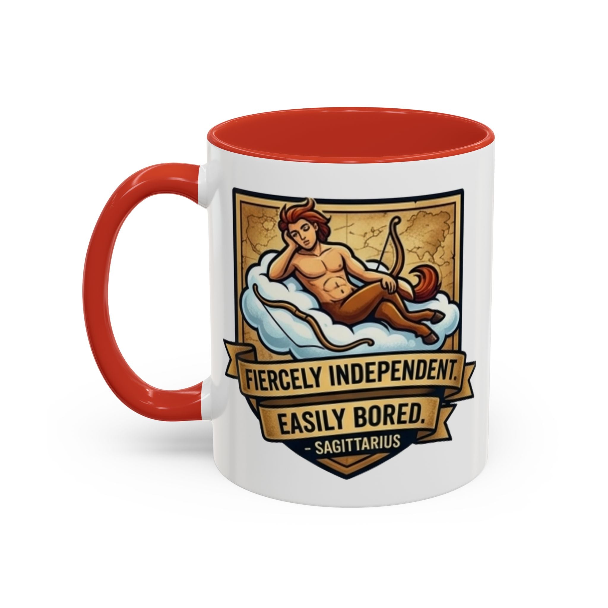 Sagittarius Coffee Mug — "Fiercely Independent, Easily Bored" Zodiac Accent Mug (11/15 oz)
