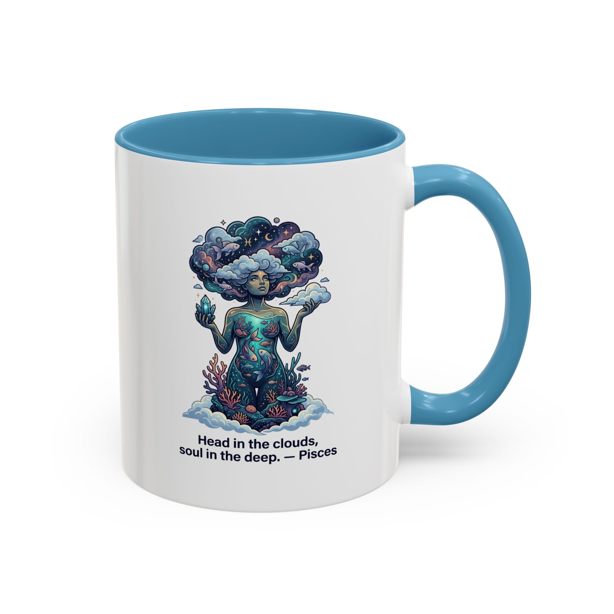 Pisces Coffee Mug — "Head in the clouds, soul in the deep" Accent Mug