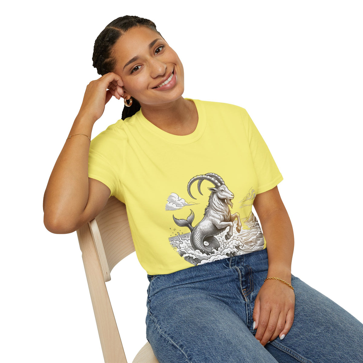 Capricorn Goat-Mermaid T-Shirt — Mythical Sea Goat Zodiac Tee