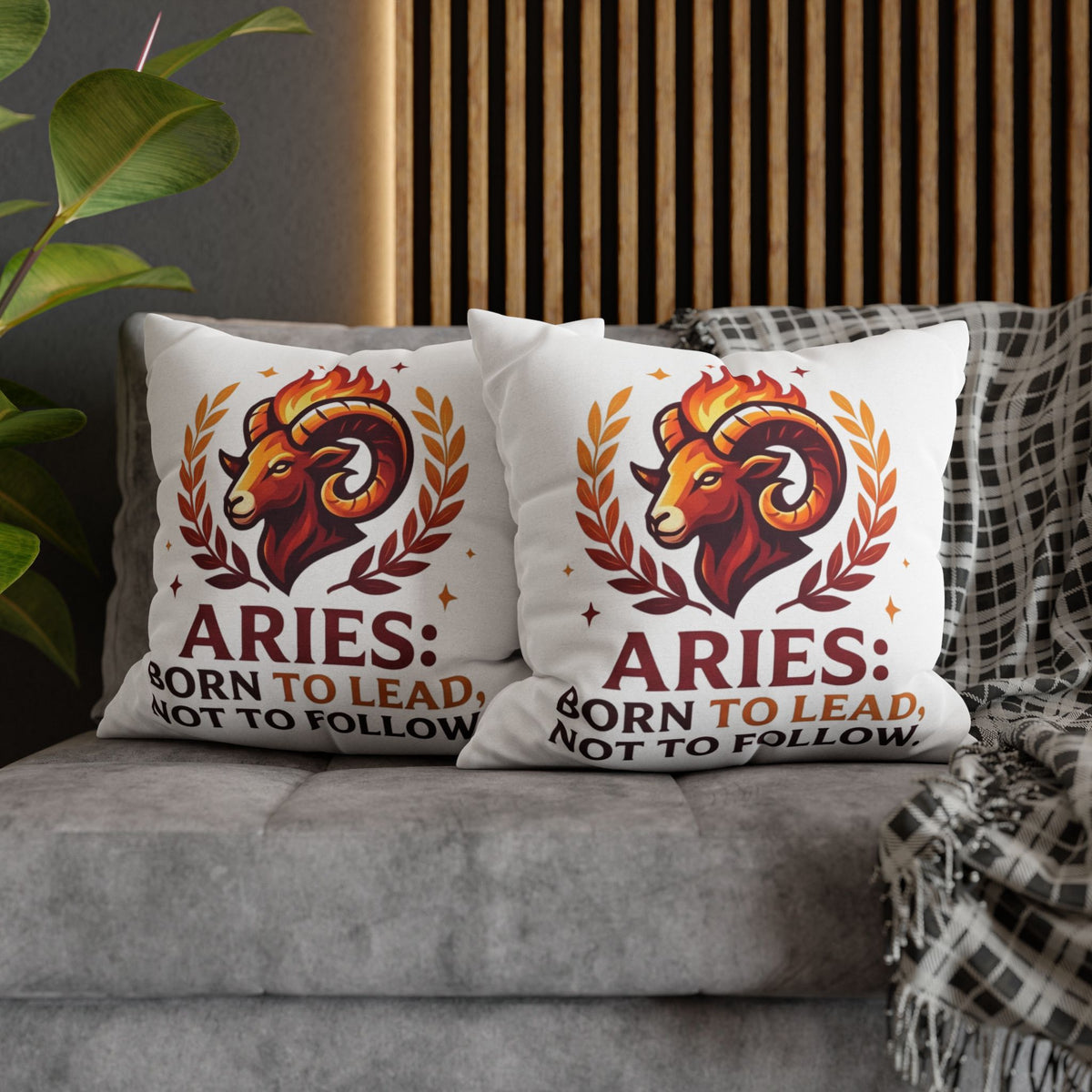 Aries Pillowcase Aries Pillow – "Born to Lead, Not to Follow" Zodiac Throw Pillow