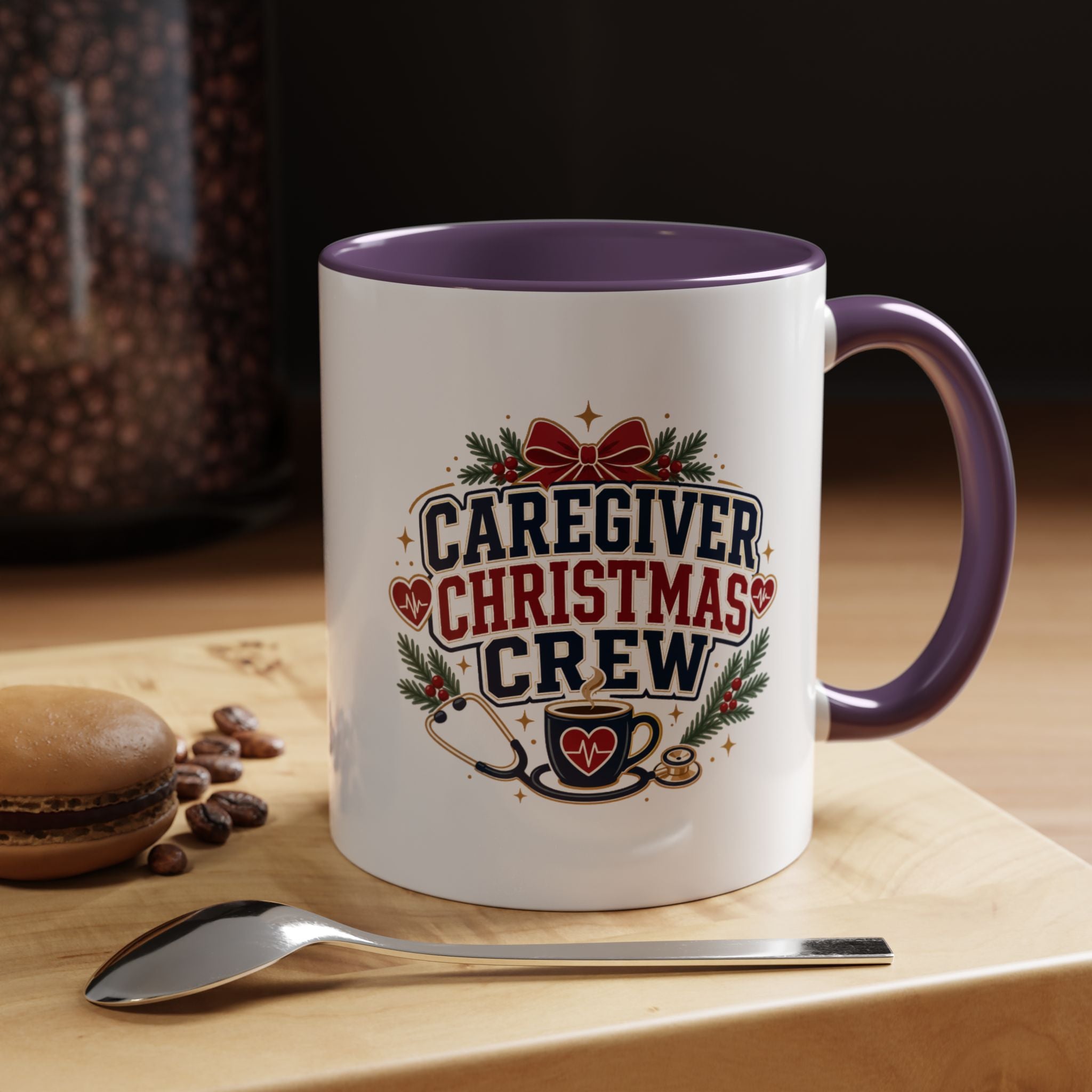 Modern Day Christmas Caregiver Christmas Crew Accent Coffee Mug – Holiday Nurse & Caregiver Gift (11/15oz)