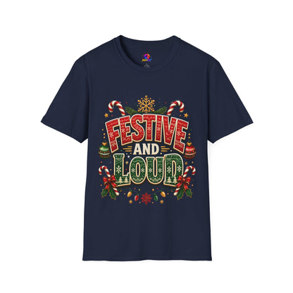 Festive and Loud Holiday T-Shirt — Christmas Candy Cane Graphic Tee