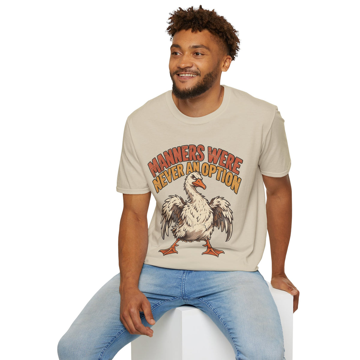 Funny And Witty “Manners Were Never An Option” Goose Graphic T-Shirt