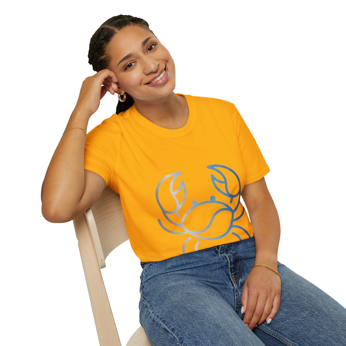 Crab Graphic T-Shirt — Coastal Blue Minimalist Beach Tee