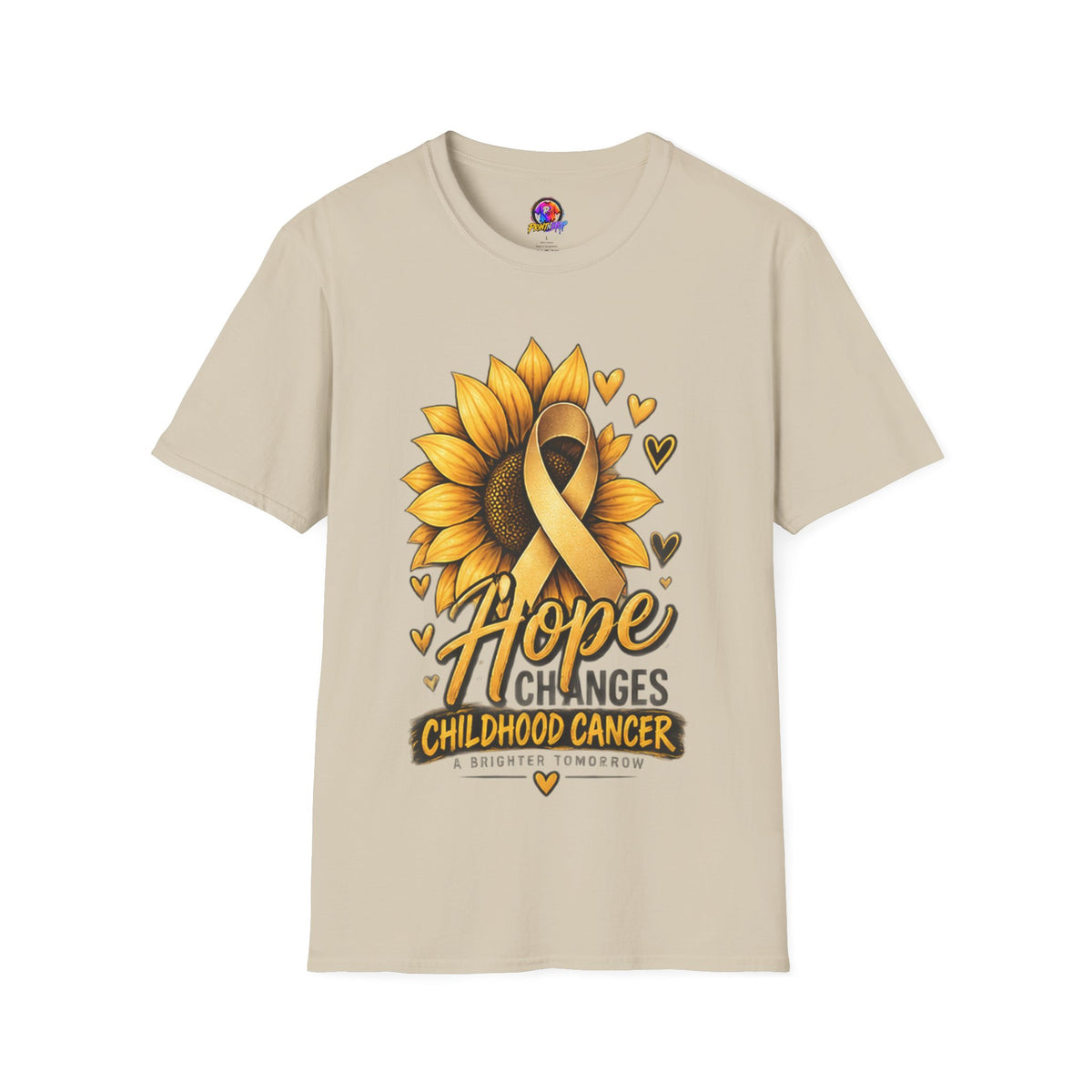 Childhood Cancer Awareness T-Shirt — "Hope Changes Lives" Sunflower Ribbon
