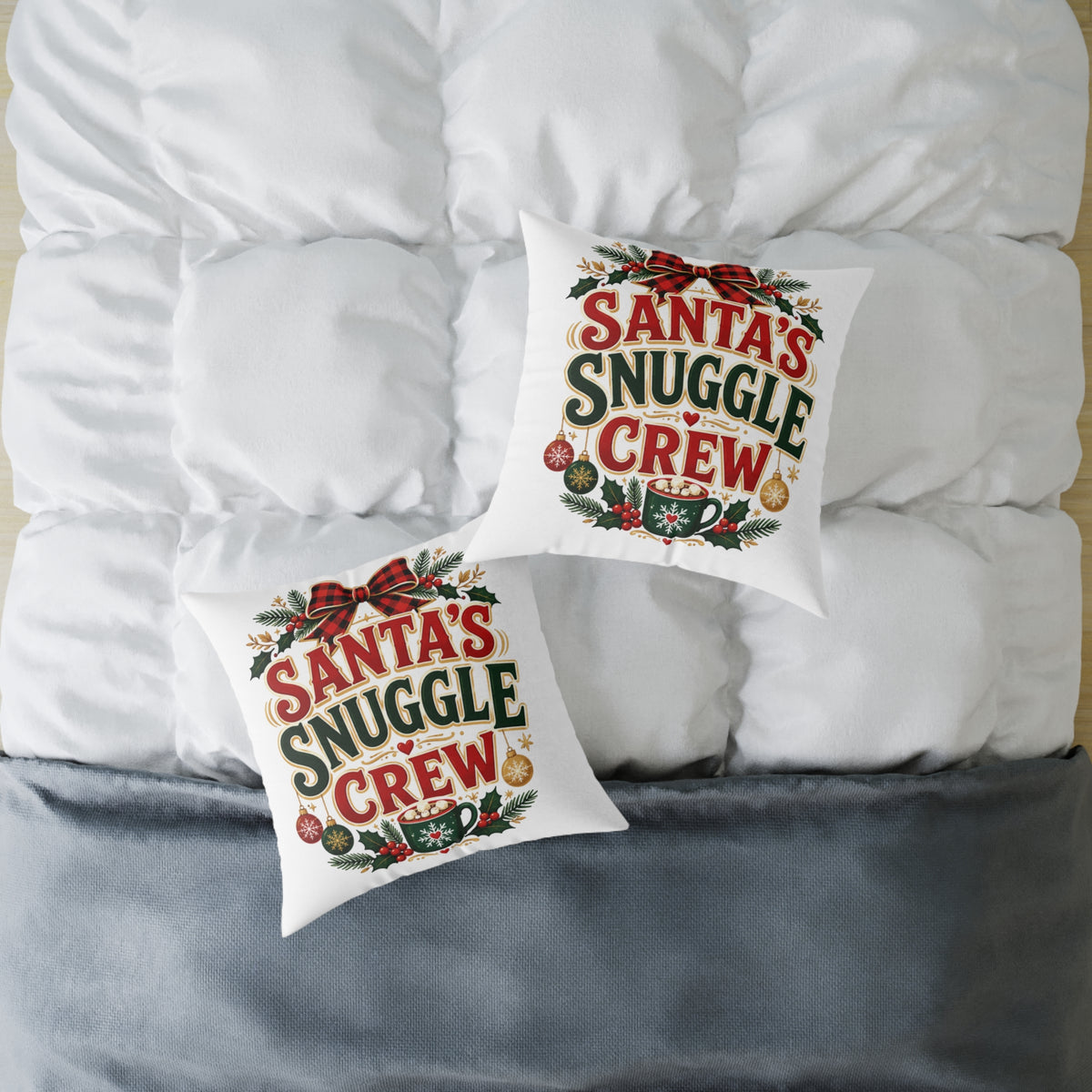 Santa’s Snuggle Crew Christmas Pillow — Festive Holiday Decorative Throw Pillow
