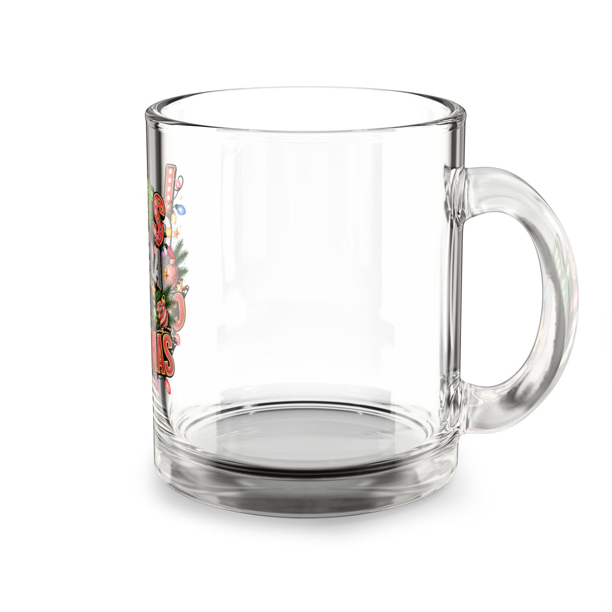 Christmas Glass Mug 10 ozGlass Mug — "Lights Camera Christmas" Holiday Film Lover Coffee Mug