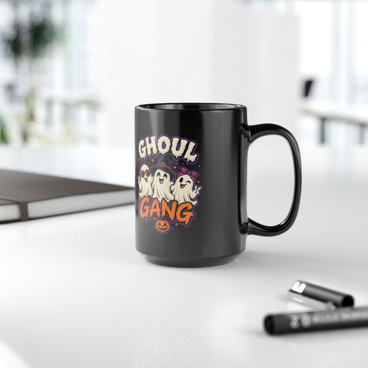 Ghoul Gang Halloween Mug — Cute Ghosts Graphic Coffee Cup (11oz & 15oz)