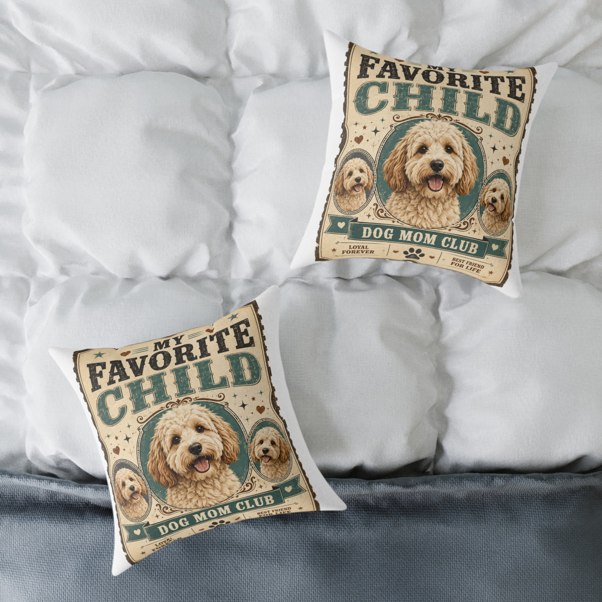 Milo Bailey Dog Dad Mom Square Pillow — "Favorite Child" Dog Mom Club Decorative Pillow