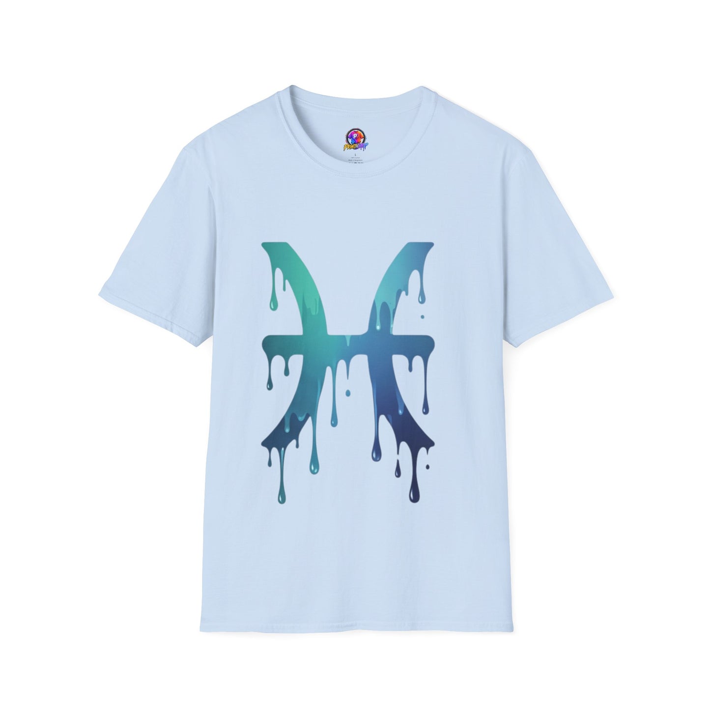 Pisces Drip Zodiac T-Shirt — Blue Gradient Astrological Tee