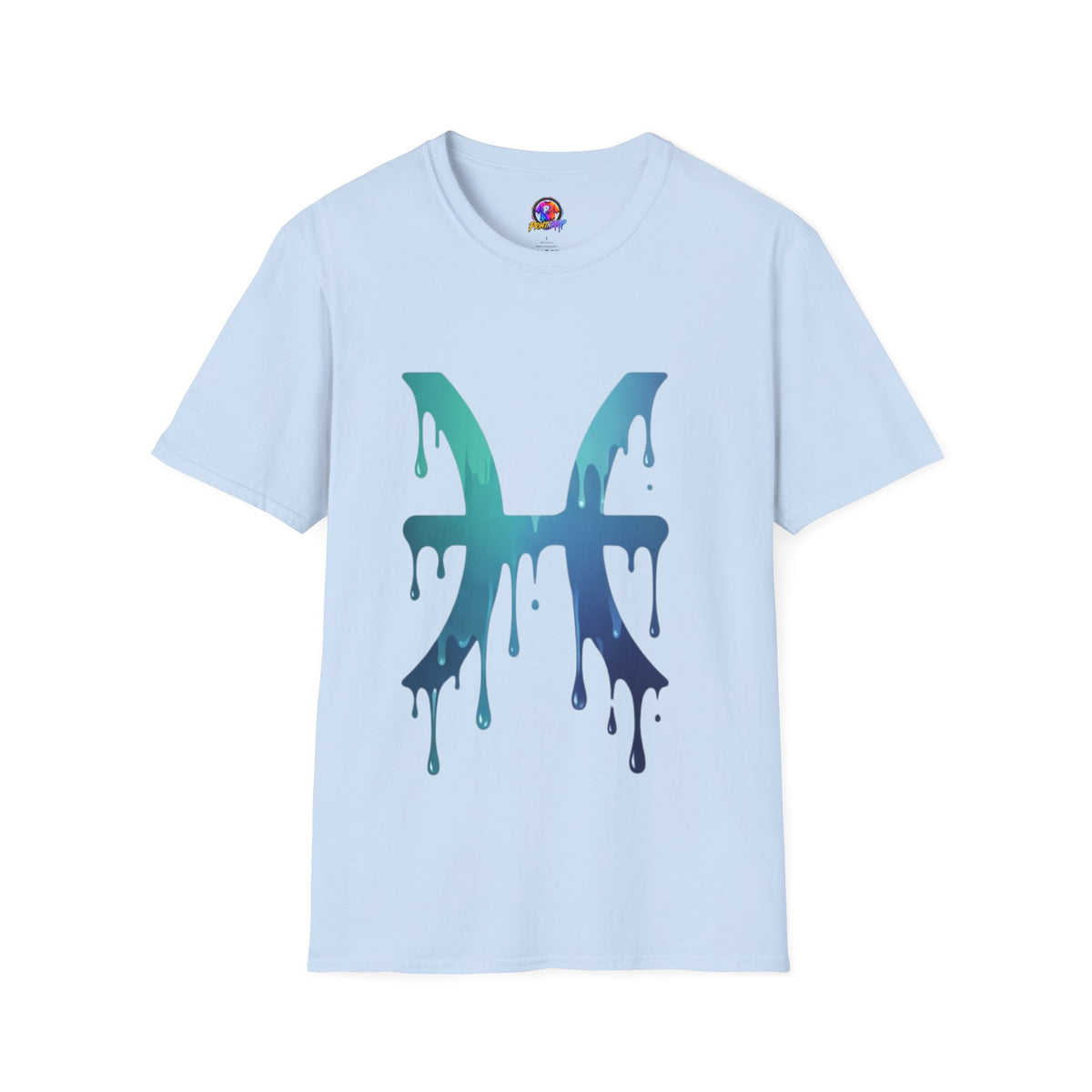 Pisces Drip Zodiac T-Shirt — Blue Gradient Astrological Tee