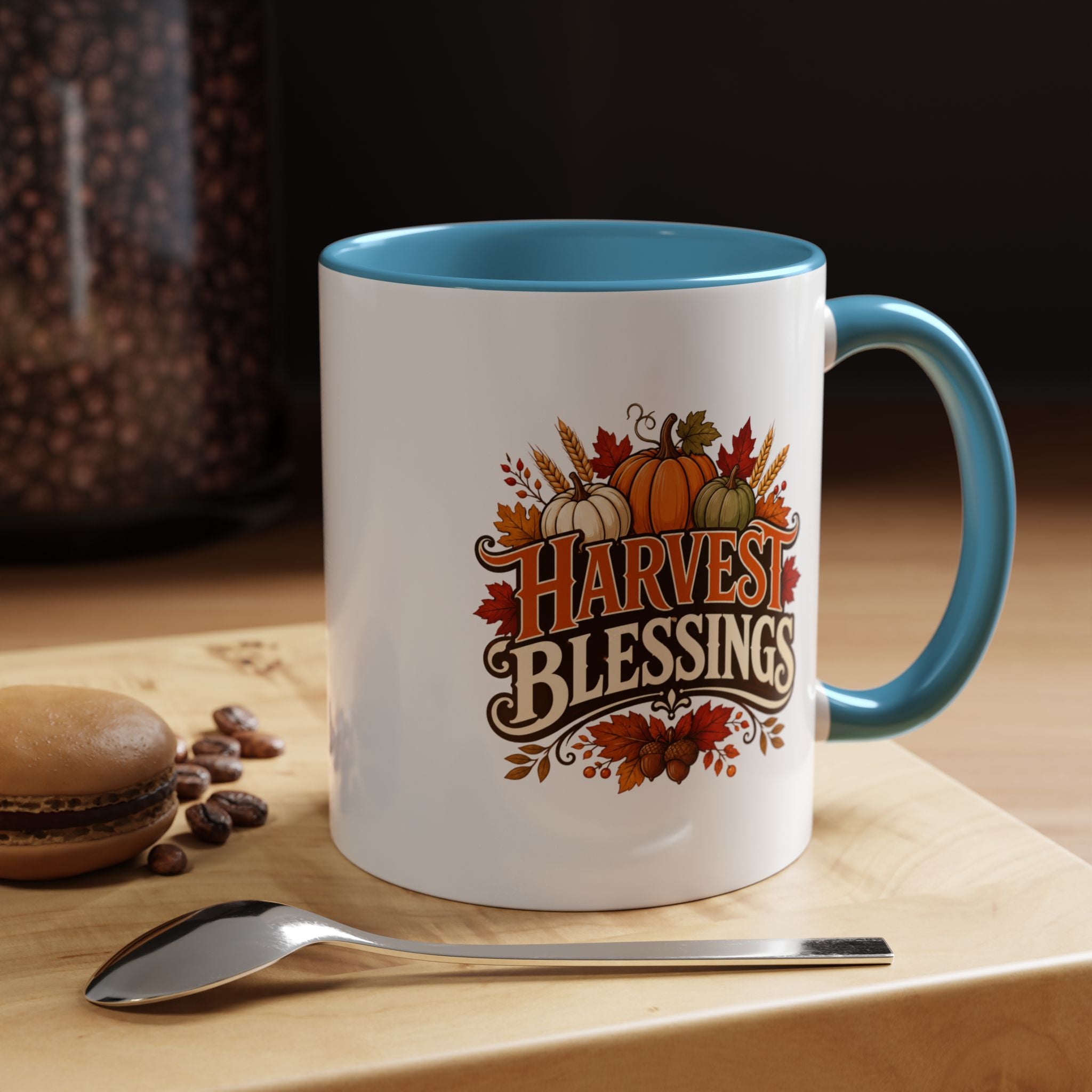Thanksgiving Mug Harvest Blessings Coffee Mug — Thanksgiving Pumpkin Accent Mug