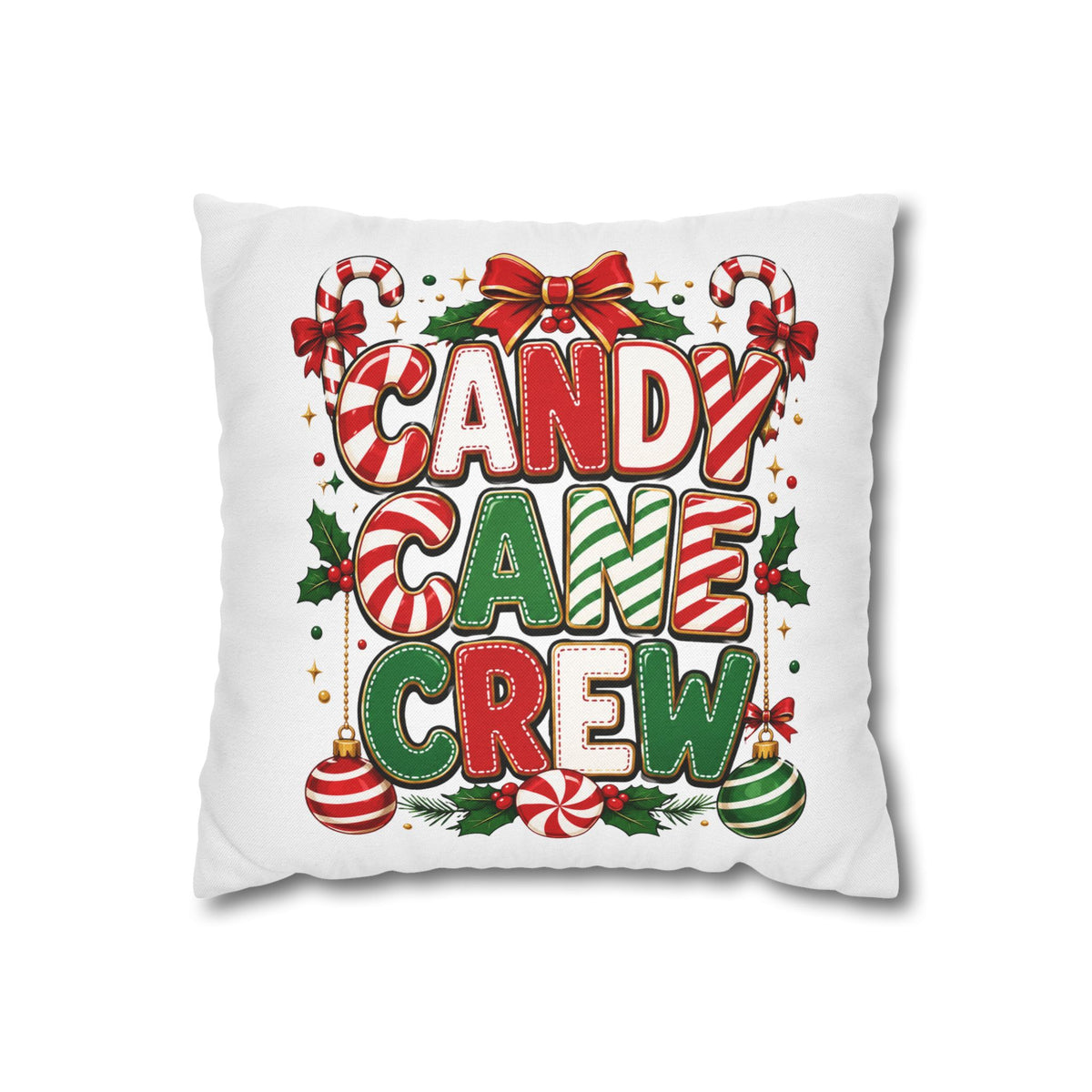 Christmas Candy Cane Crew Holiday Pillowcase — Festive Christmas Decorative Throw