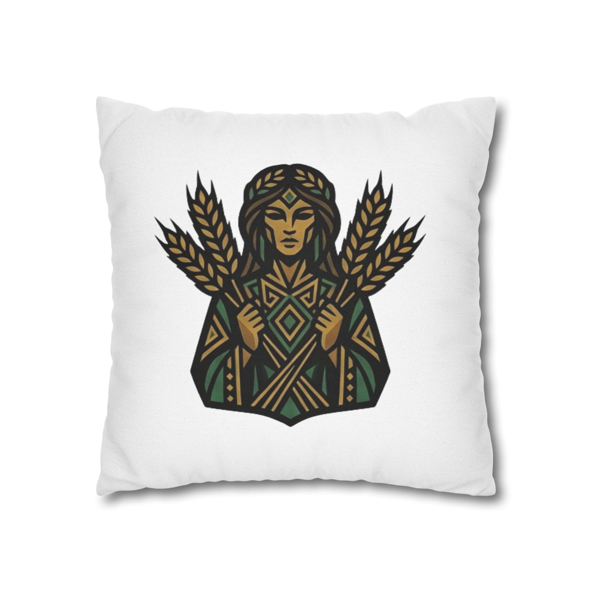 Virgo Harvest Goddess Pillowcase — Boho Wheat Decorative Throw Pillow
