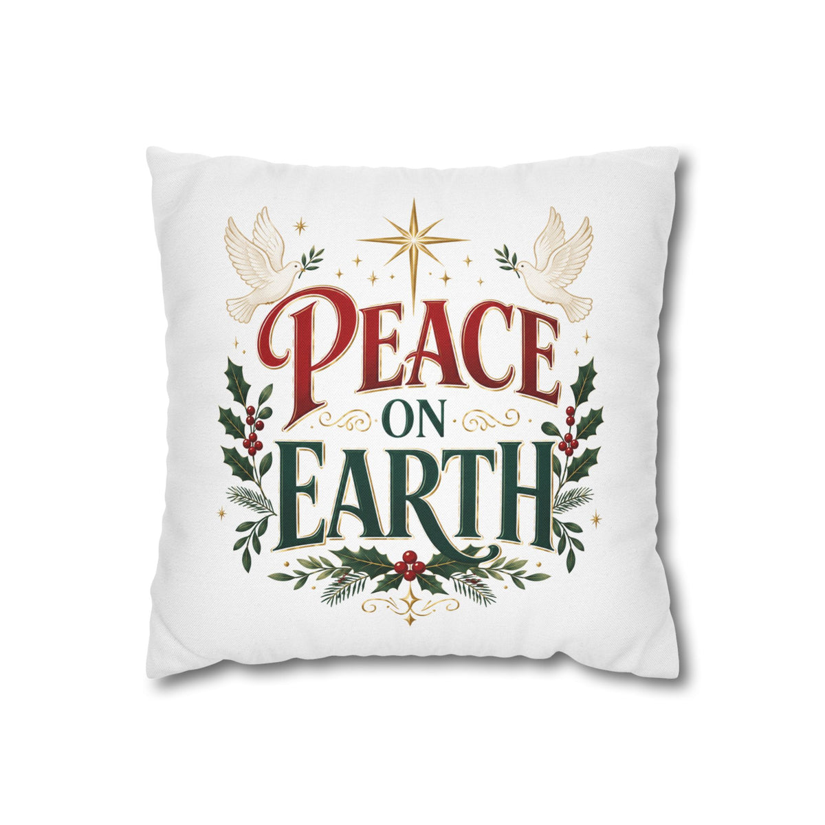 Christmas Peace on Earth Holiday Pillowcase — Christmas Decorative Throw Pillow Cover