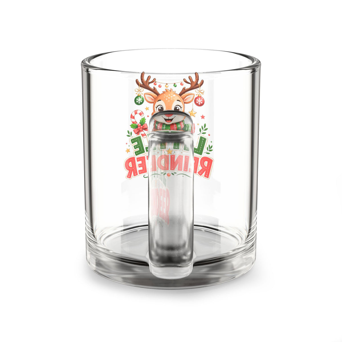 Christmas Glass Mug 10 oz Little Reindeer Glass Mug — 10oz Christmas Coffee Cup for Kids