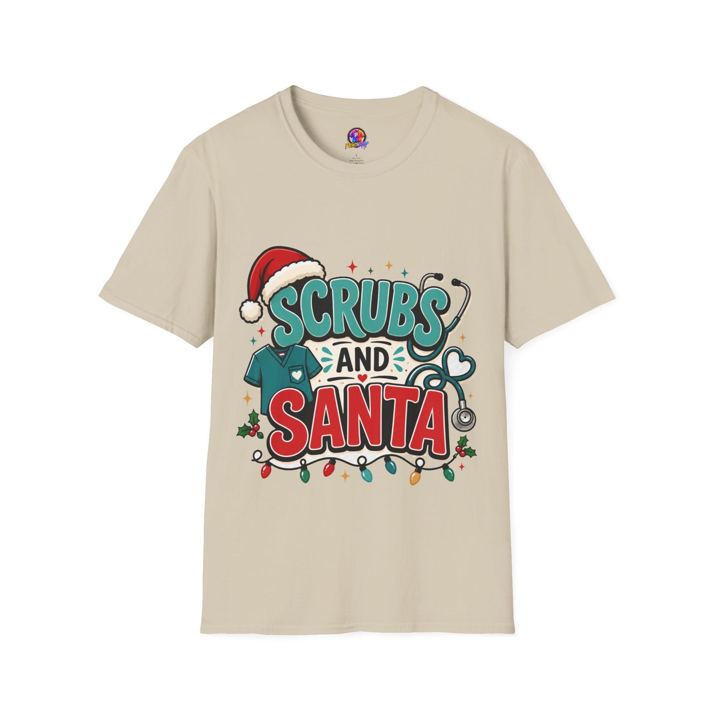 Scrubs and Santa Christmas T-Shirt — Cute Holiday Nurse Tee