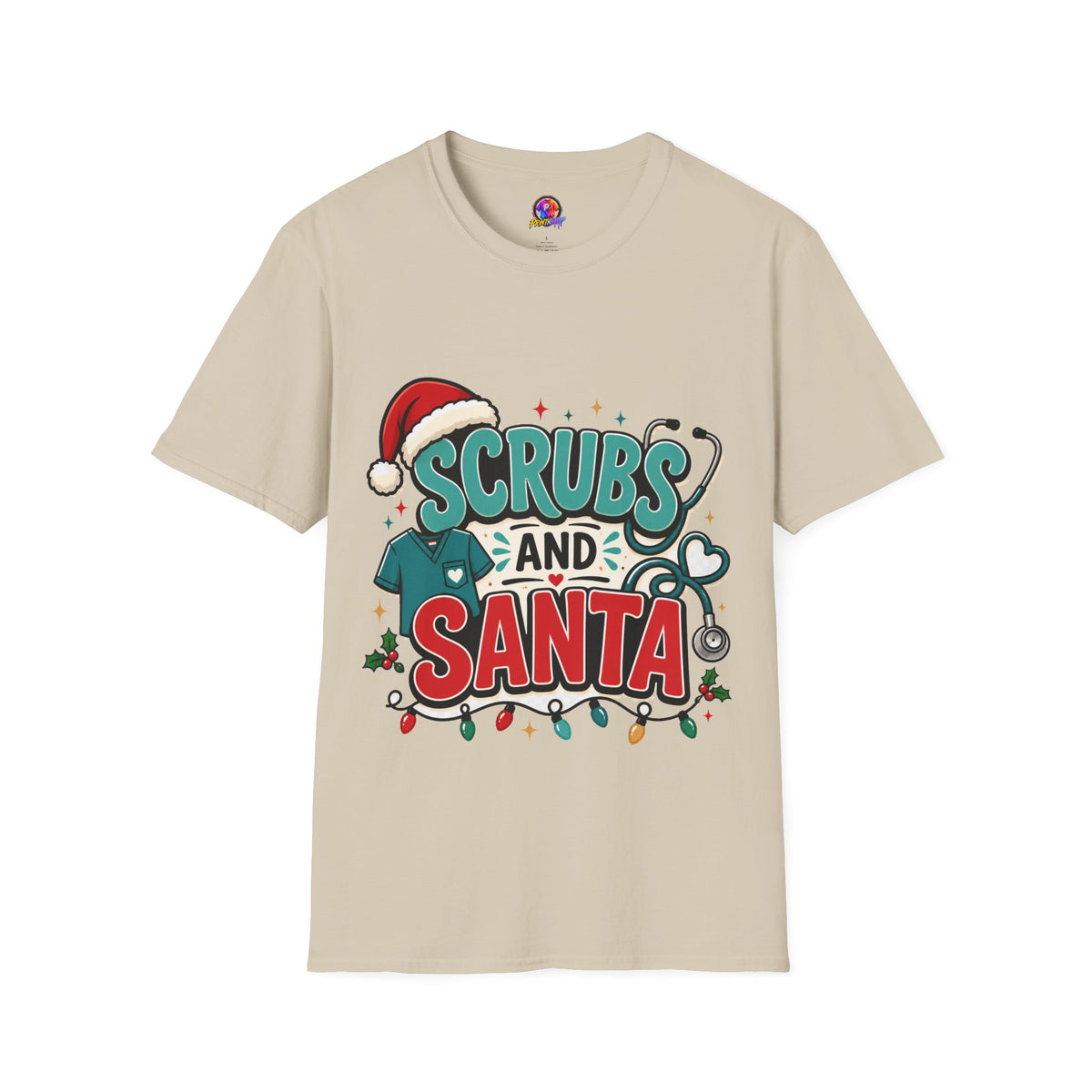 Scrubs and Santa Christmas T-Shirt — Cute Holiday Nurse Tee
