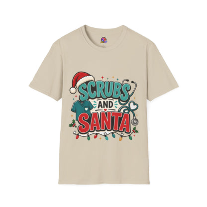 Scrubs and Santa Christmas T-Shirt — Cute Holiday Nurse Tee
