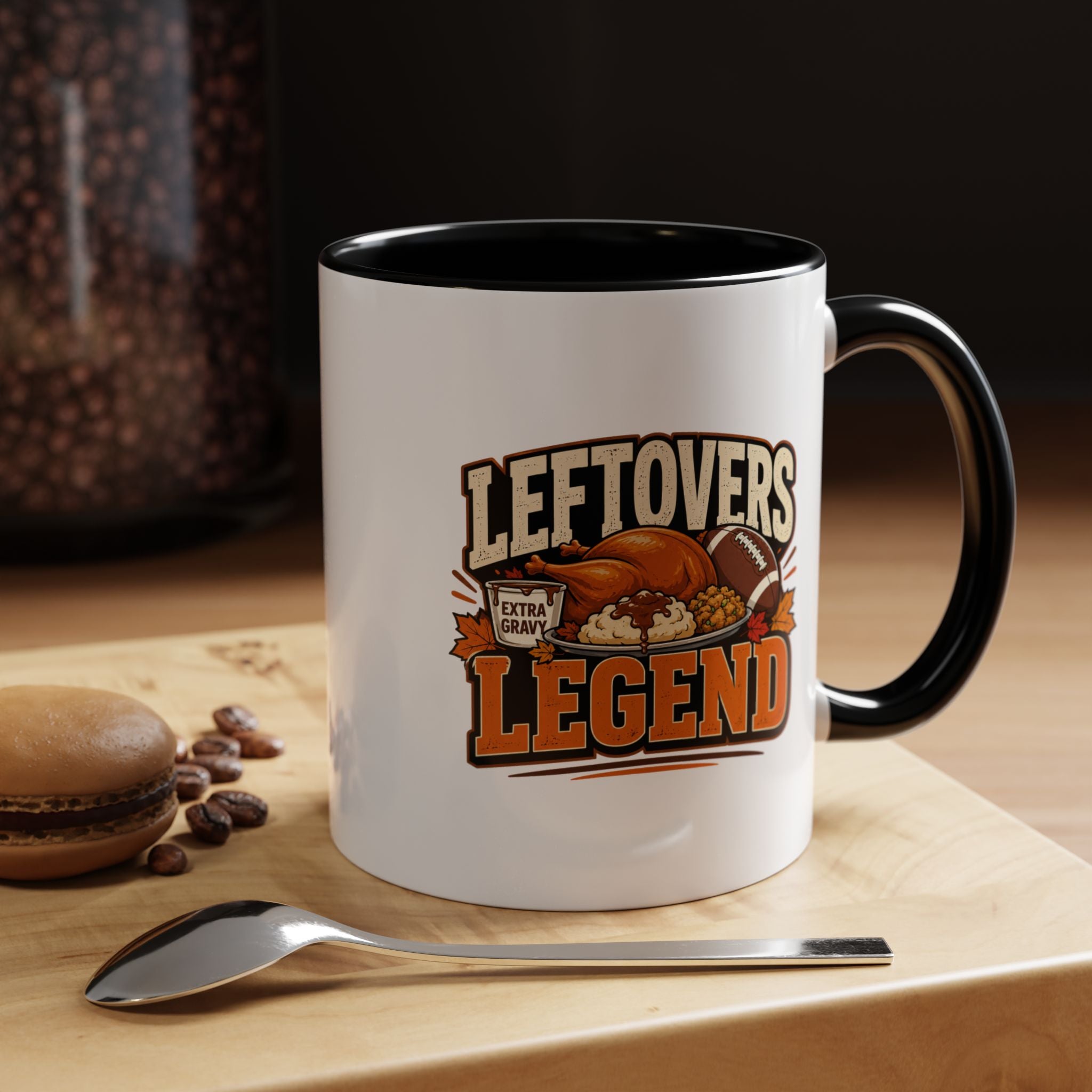 Thanksgiving  Mug Leftovers Legend Coffee Mug – Funny Thanksgiving Turkey & Football  Accent Mug
