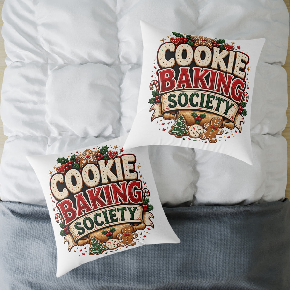Christmas Cookie Baking Society Pillow — Holiday Baking Decorative Throw Pillow