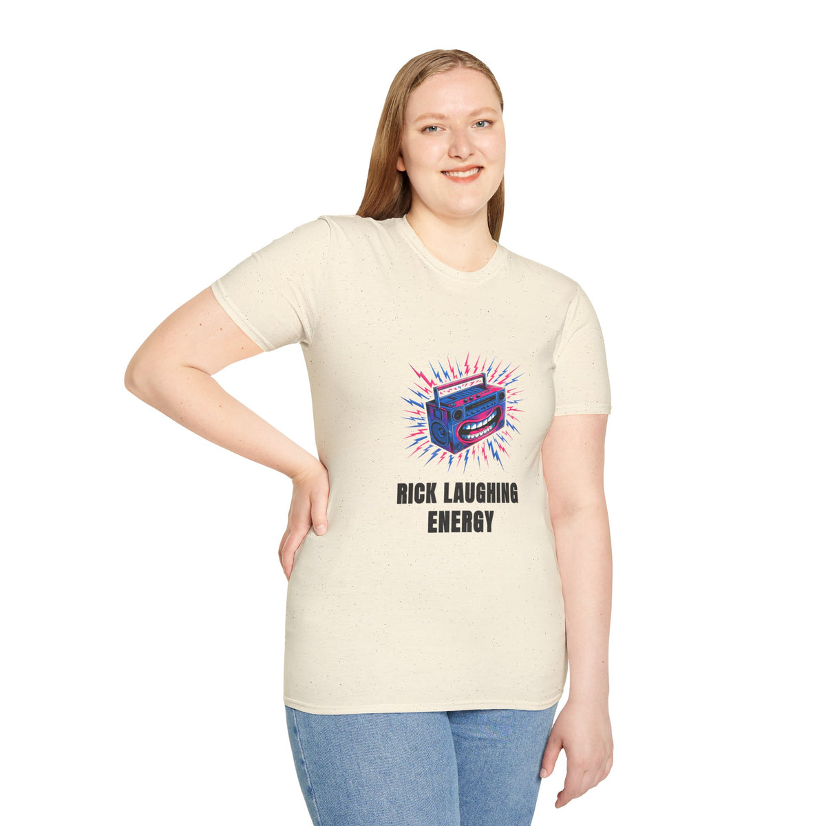 Rick Laughing Energy T-Shirt — Funny Retro Boombox Graphic Tee - Trending Now - August 2026