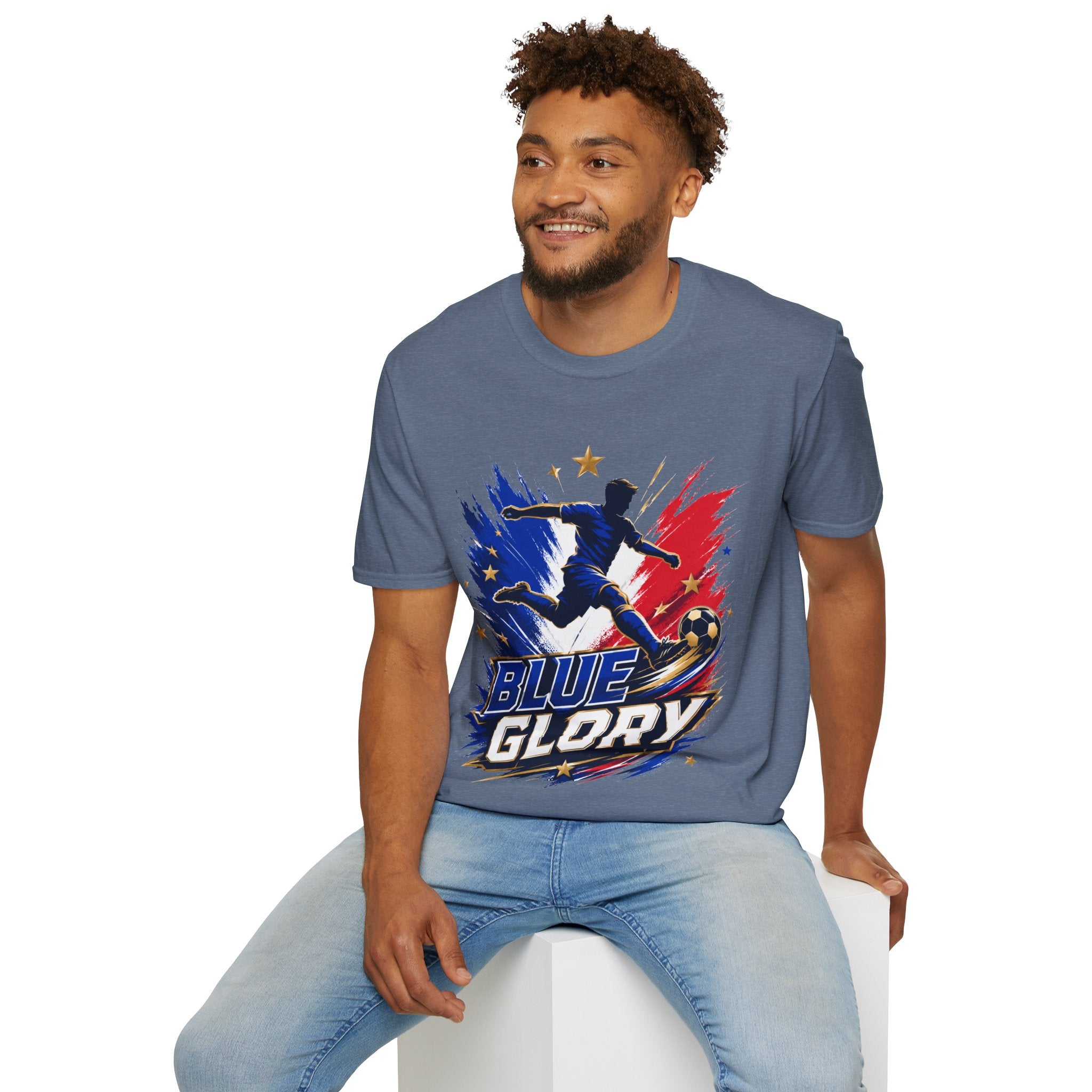 France Soccer T-Shirt — "Blue Glory" Red, White & Blue Player Graphic