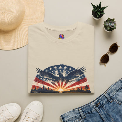 Patriotic Eagle T-Shirt — United States Skyline Vintage Flag Design