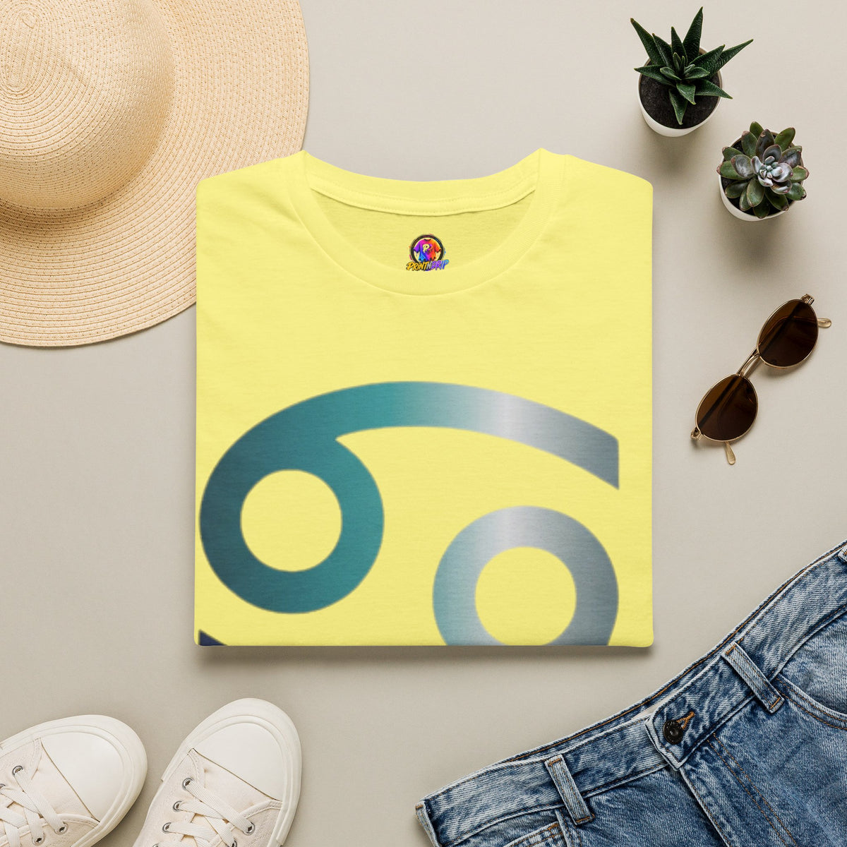 Cancer Zodiac T‑Shirt — Dripping Gradient Astrology Tee (Cancer Symbol)