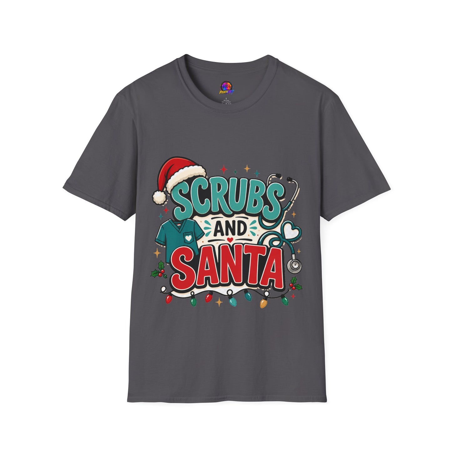 Scrubs and Santa Christmas T-Shirt — Cute Holiday Nurse Tee