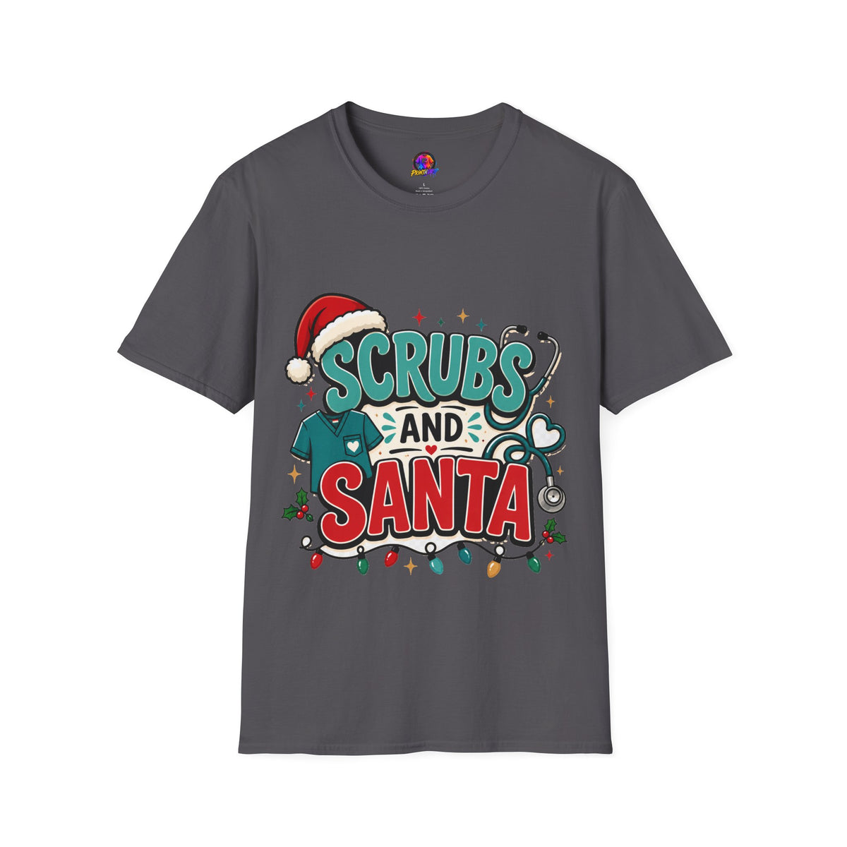 Scrubs and Santa Christmas T-Shirt — Cute Holiday Nurse Tee