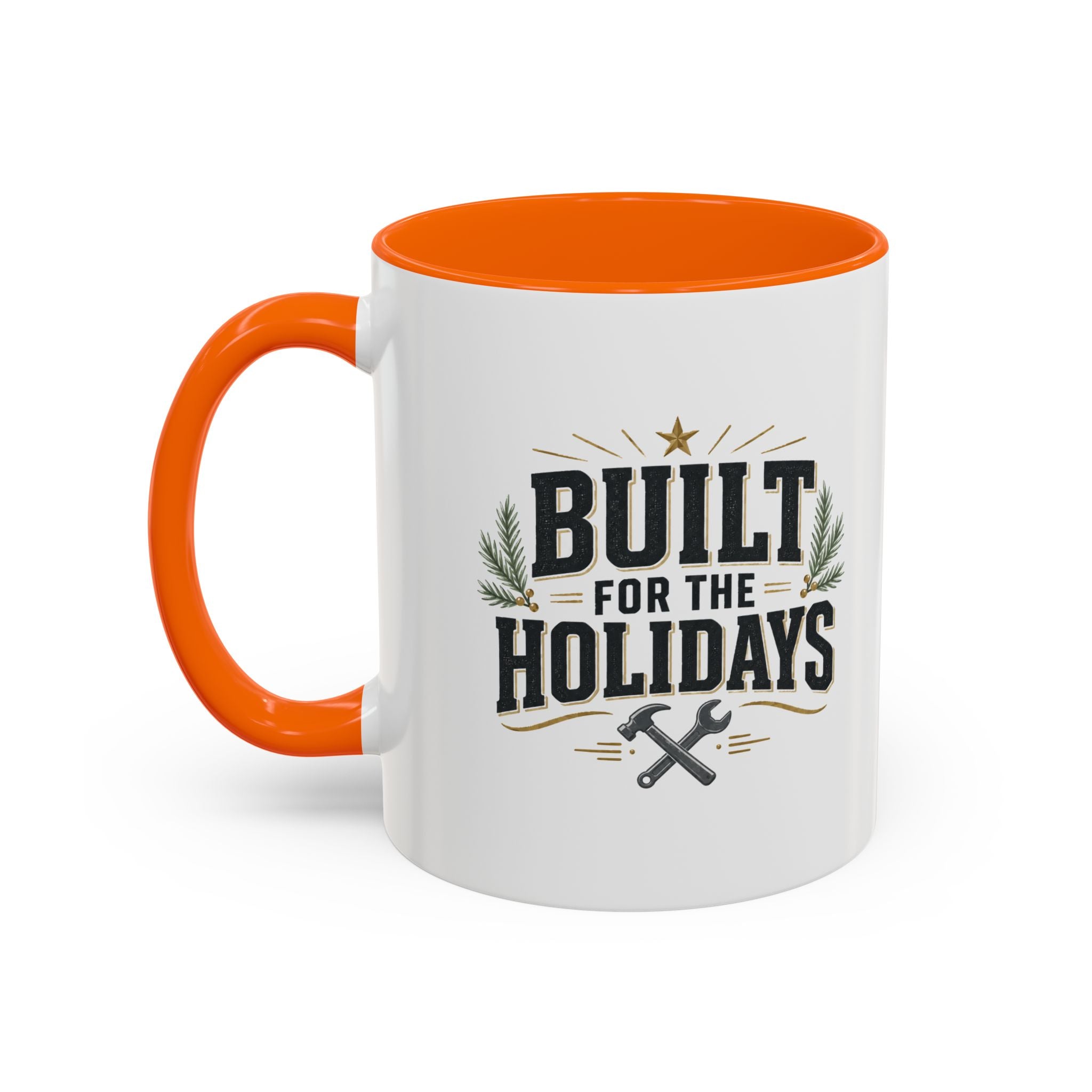 Christmas Built for the Holidays Accent Coffee Mug – Holiday Workshop Coffee Cup