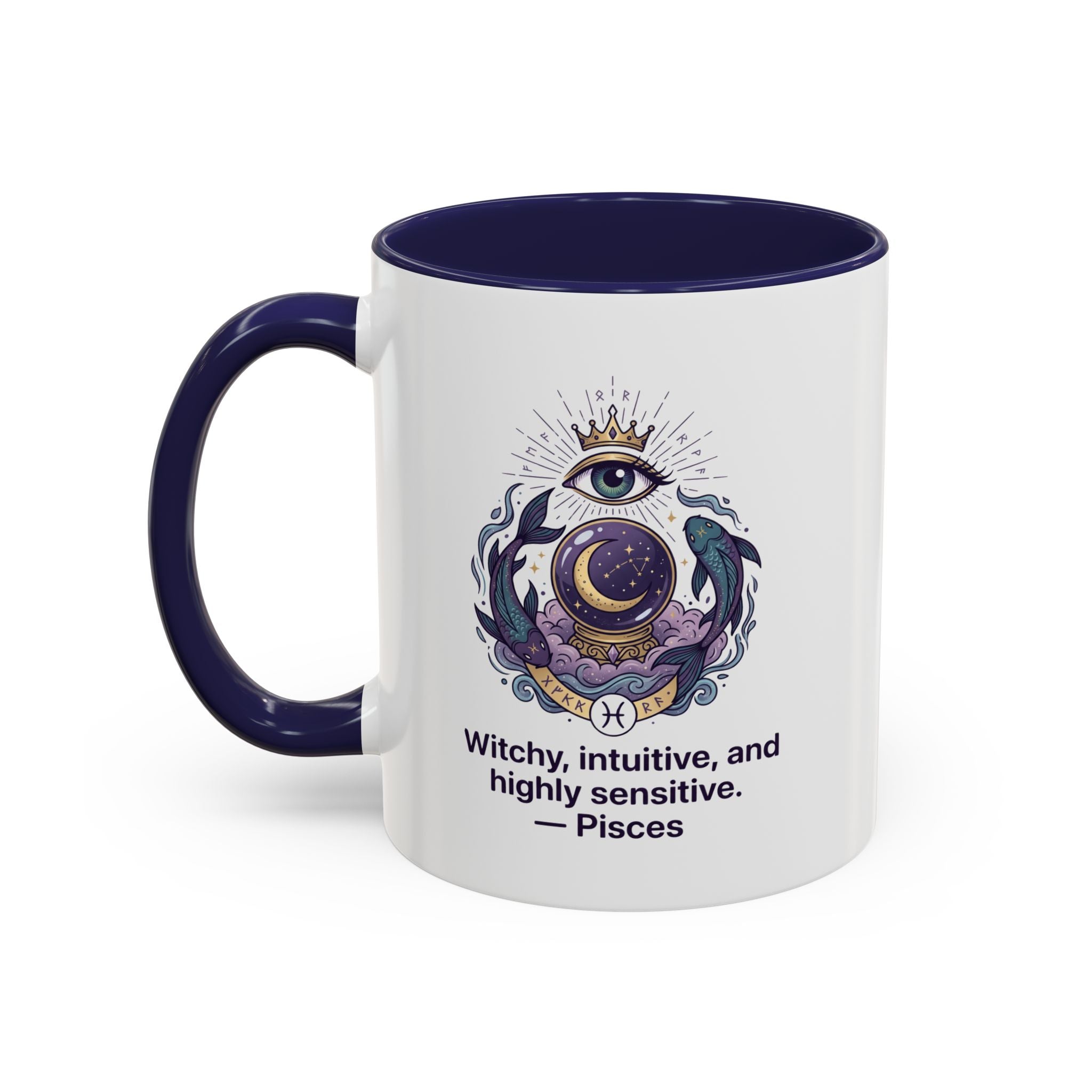 Pisces Witchy Accent Mug — "Witchy, intuitive, and highly sensitive" Astrology Coffee Cup (11/15oz)