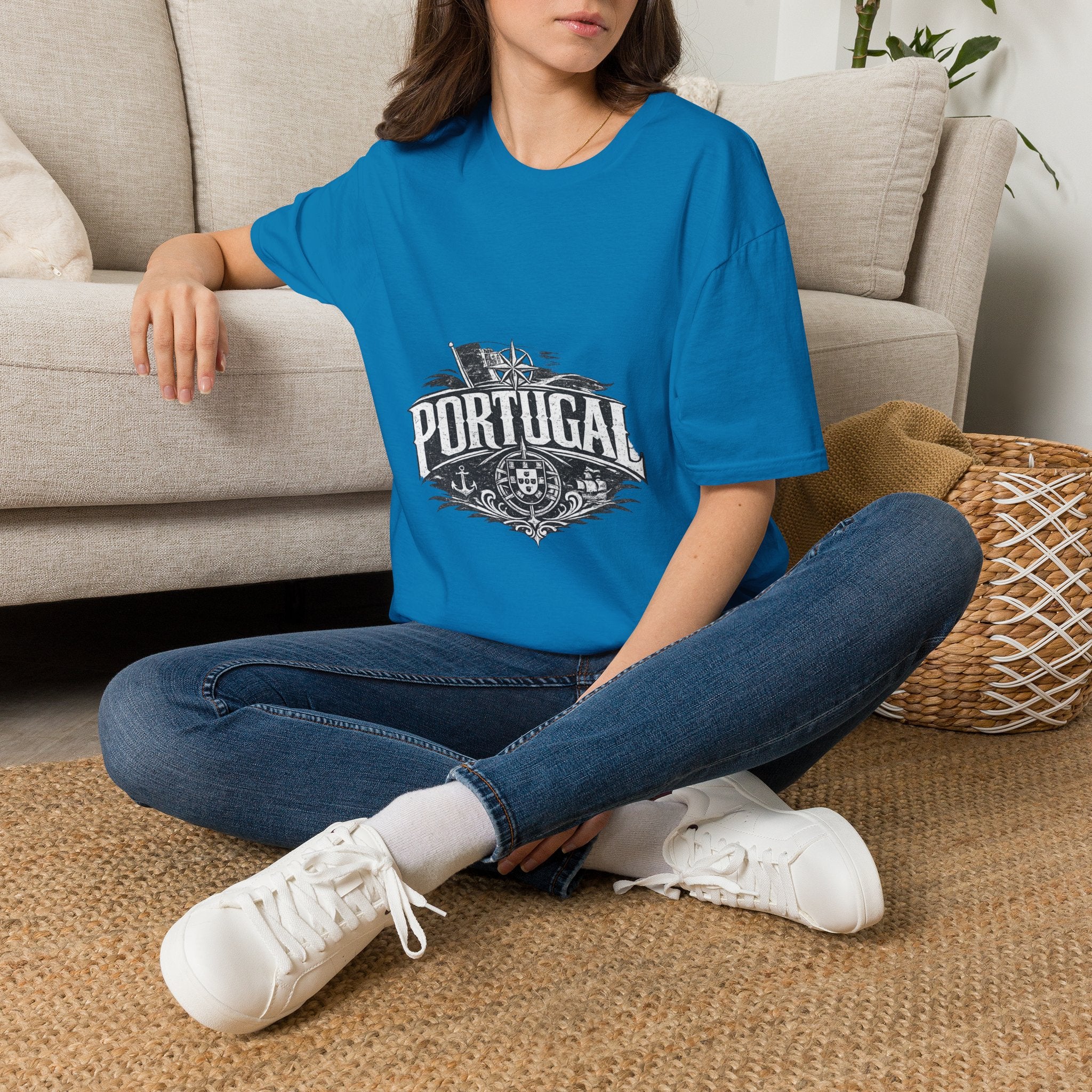 Portugal Vintage Compass T-Shirt — Nautical Travel Souvenir
