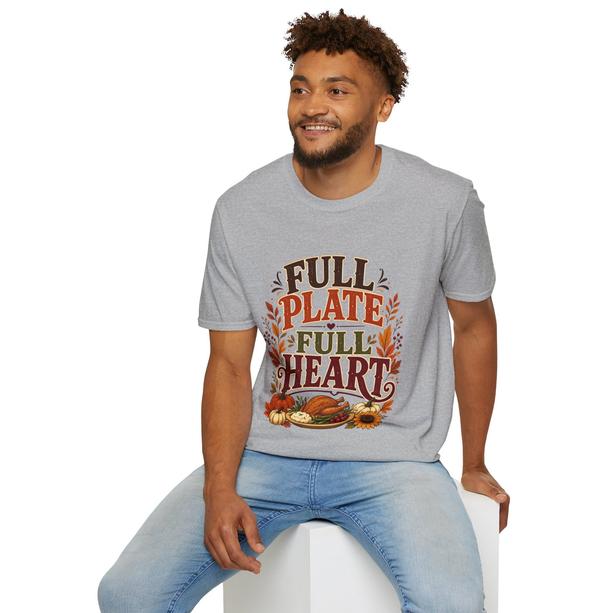 Thanksgiving T-Shirt - "Full Plate Full Heart" Fall Harvest Tee