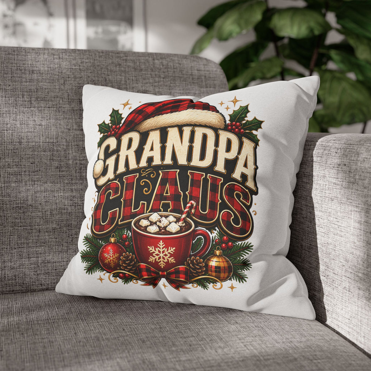 Christmas Grandpa Claus Holiday Pillowcase – Festive Christmas Throw Pillow Cover