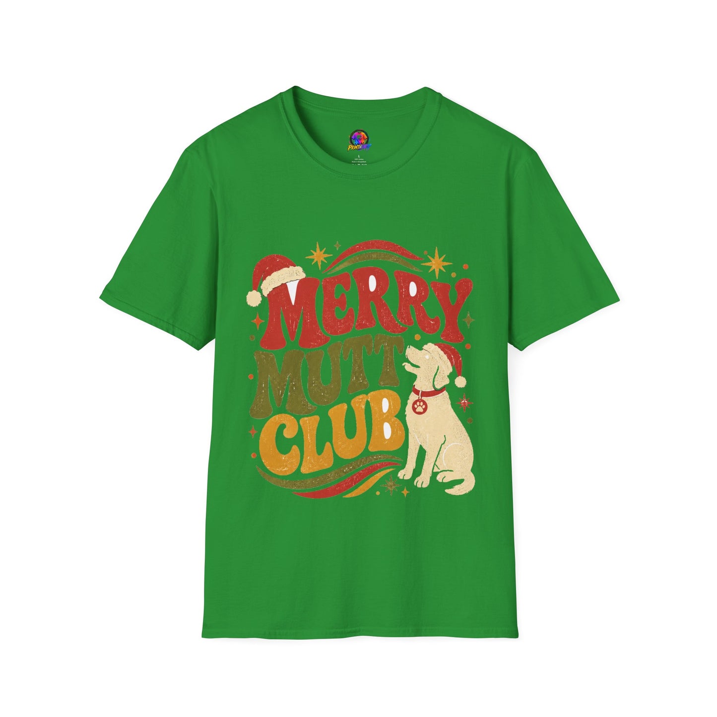 Merry Mutt Club T-Shirt — Retro Christmas Dog Lover Tee